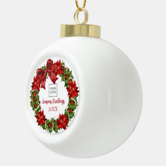 Witte Logo Krans Bedrijf Vakantie Ornament (Rechts)