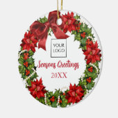 Witte Logo Krans Bedrijf Vakantie Ornament (Links)