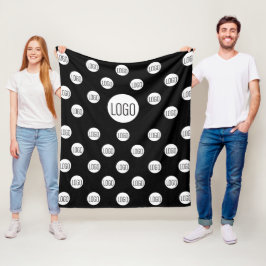 Witte Logo op zwarte Eenvoudige Stap en Herhaal Fleece Deken