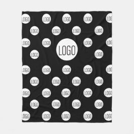Witte Logo op zwarte Eenvoudige Stap en Herhaal Fleece Deken