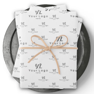 Witte Logo patroon Business Merk Simple Company Inpakpapier Vel