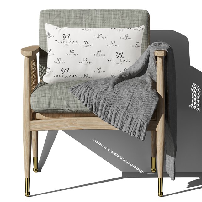 Witte Logo patroon Business Merk Simple Company L Kussen (Creator heeft geüpload)