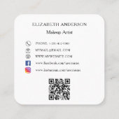 Witte logo QR-code sociale media minimalistisch Vierkante Visitekaartje (Achterkant)