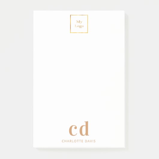 Witte logo voor goudmonogram post-it® notes (Voorkant)