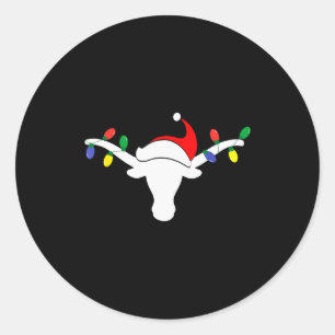 Witte Longhorn Kerstverlichting Sinterklaas Hoed H Ronde Sticker