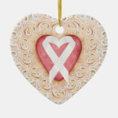 Witte longkanker lint # 2 uit het hart - SRF Keramisch Ornament (Voorkant)