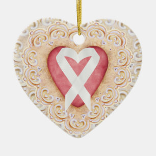 Witte longkanker lint # 2 uit het hart - SRF Keramisch Ornament