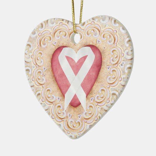 Witte longkanker lint # 2 uit het hart - SRF Keramisch Ornament (Links)