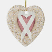 Witte longkanker lint uit het hart - SRF Keramisch Ornament (Rechts)