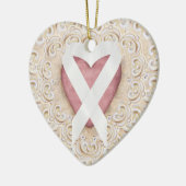 Witte longkanker lint uit het hart - SRF Keramisch Ornament (Links)