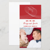 Witte Loopy Liefdeslijnen op Rode Minimalistische Save The Date (Voorkant / Achterkant)