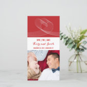 Witte Loopy Liefdeslijnen op Rode Minimalistische Save The Date (Staand voorkant)