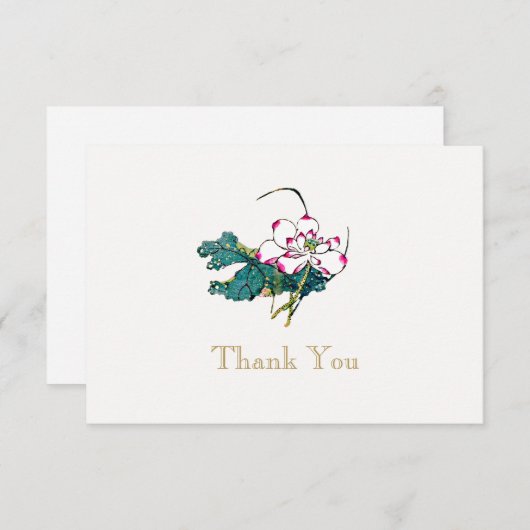 Witte Lotus Bloem Dank u Kaart (Voorkant / Achterkant)