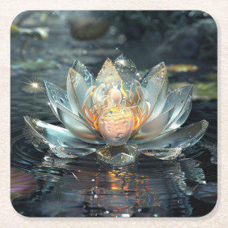 Witte Lotus bloem digitale kunst Kartonnen Onderzetters