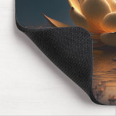 Witte Lotus Bloem Donker, Zen Muismat (Hoek)