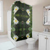 Witte Lotus Bloem Foto Douchegordijn (In situ)