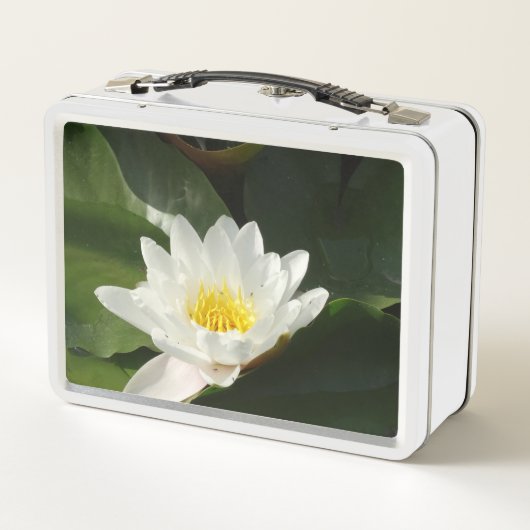 Witte Lotus Bloem Fotografie Lunchbox (Achterkant)