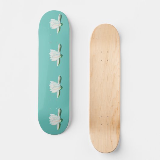 Witte Lotus Bloem illustratie Calm Mint Groen Persoonlijk Skateboard (Voorkant)