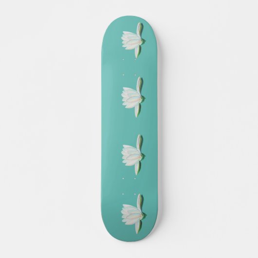 Witte Lotus Bloem illustratie Calm Mint Groen Persoonlijk Skateboard (Voorkant)