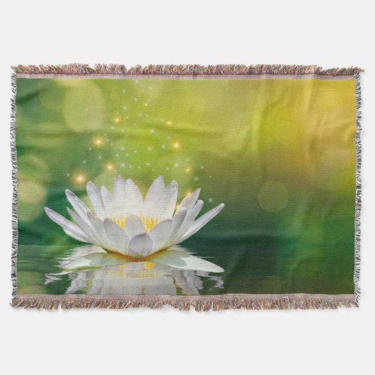 Witte Lotus Bloem Landschap, Zen Deken (Voorkant)