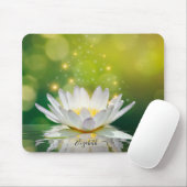 Witte Lotus Bloem Landschap, Zen Muismat (Met muis)