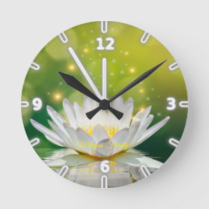 Witte Lotus Bloem Landschap, Zen Ronde Klok