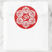 Witte Lotus Bloem Om op Rood Ronde Sticker (Tas)