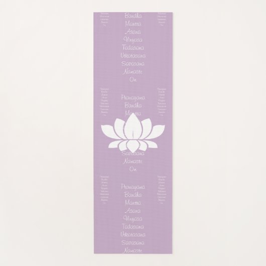 Witte Lotus Bloem & Yoga Woorden Yogamat (Voorkant)
