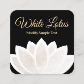 Witte Lotus Bloem Zwart Vierkant Yoga Vierkante Visitekaartje (Voorkant)