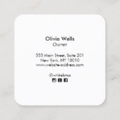 Witte Lotus Bloem Zwart Vierkant Yoga Vierkante Visitekaartje (Achterkant)