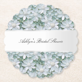 Witte Lotus Bloemen Bruidsuitnodiging Kartonnen Onderzetters