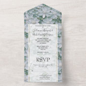 Witte Lotus bloemen bruiloft All In One Uitnodiging (Binnen)