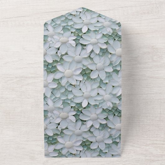 Witte Lotus bloemen bruiloft All In One Uitnodiging (Buitenkant)