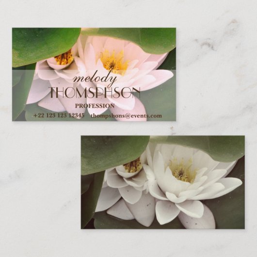 Witte Lotus bloemen, op maat, Visitekaartje (Voorkant / Achterkant)