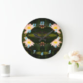 Witte Lotus Bloemen Wandklok (Huis)