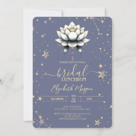 Witte Lotus Celestial Stars Pastel Lavander Bruid Kaart