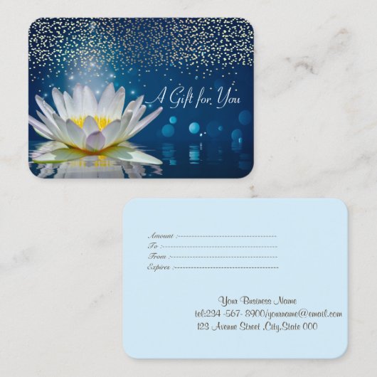 Witte Lotus,Confetti,Spa,Massage Kortingskaartje (Voorkant / Achterkant)