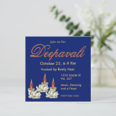 Witte Lotus & Deepas Diwali Uitnodiging (Staand voorkant)