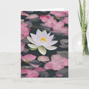 Witte Lotus en roze Cherry Blossom op papier Kaart