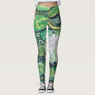 Witte Lotus en Waterlelies Leggings