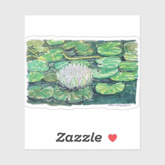Witte Lotus en Waterlelies Sticker (Vel)