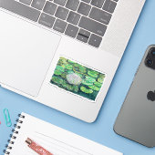 Witte Lotus en Waterlelies Sticker (Laptop met iPhone)