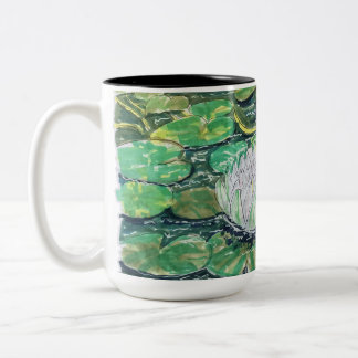 Witte Lotus en Waterlelies Tweekleurige Koffiemok