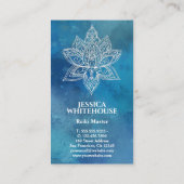 Witte Lotus Flower Blue Waterverf Visitekaartje (Achterkant)