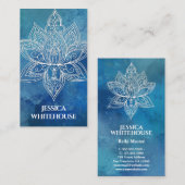 Witte Lotus Flower Blue Waterverf Visitekaartje (Voorkant / Achterkant)