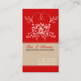 Witte Lotus Flower Garden met rood Visitekaartje