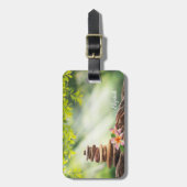 Witte Lotus Flower Landscape, Zen Stones Bagagelabel (Voorkant verticaal)