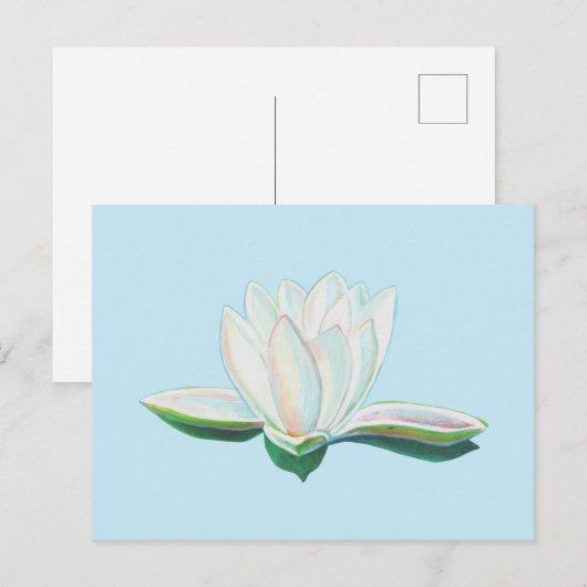 Witte Lotus Flower Luminous Briefkaart (Voorkant / Achterkant)