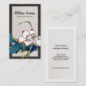 witte Lotus Flower Massage Therapist Visitekaartje (Voorkant / Achterkant)