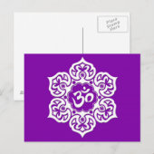 Witte Lotus Flower Om Paars Briefkaart (Voorkant / Achterkant)